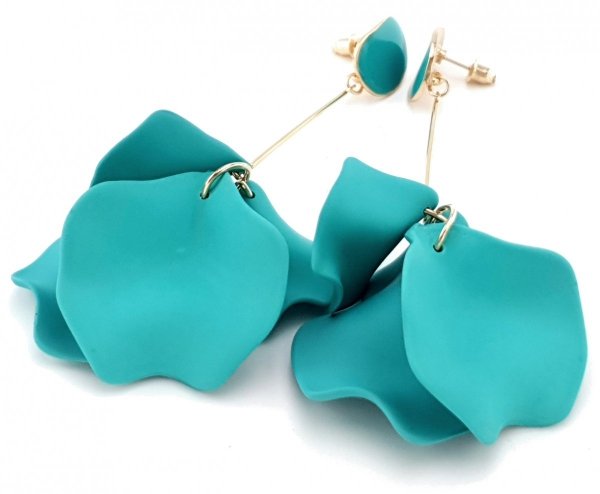 Golden earrings silk flowers
