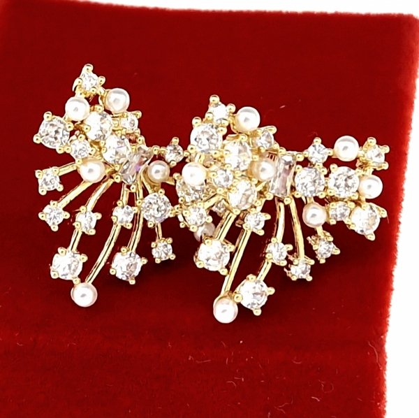 gold plated earrings with exclusive cubic zirconia
