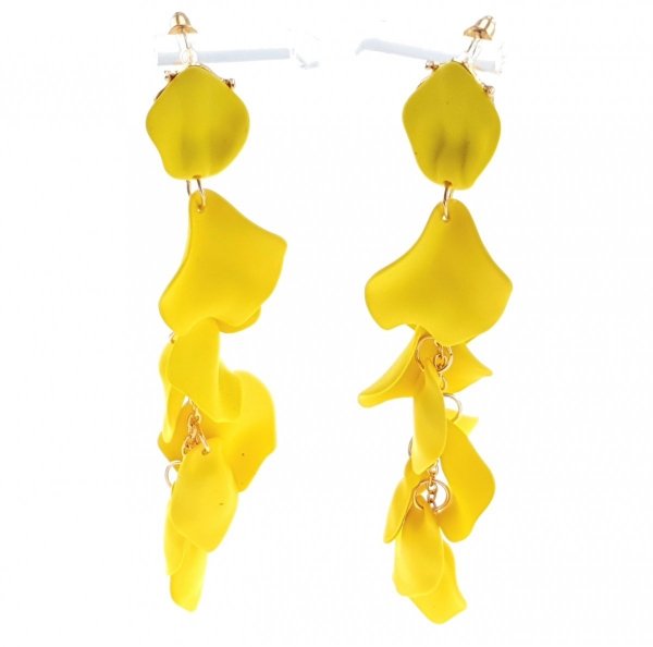 Golden earrings silk flowers