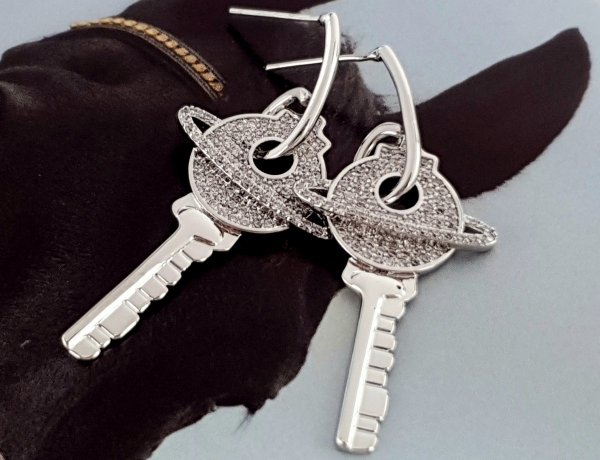 EARRINGS SILVER Zirconia GOLD PLATED WHITE GOLD