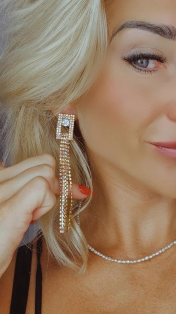 EARRINGS GOLD LONG ZIRCONIA WEDDING WEDDING