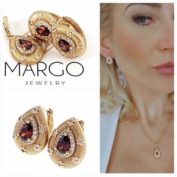 18k gold plated set pendant earrings xuping