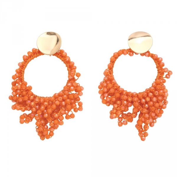 Golden earrings silk flowers