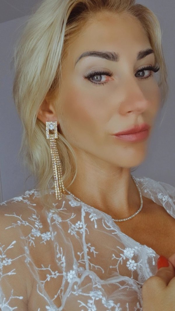 EARRINGS GOLD LONG ZIRCONIA WEDDING WEDDING