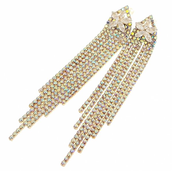 EARRINGS GOLD LONG ZIRCONIA WEDDING WEDDING