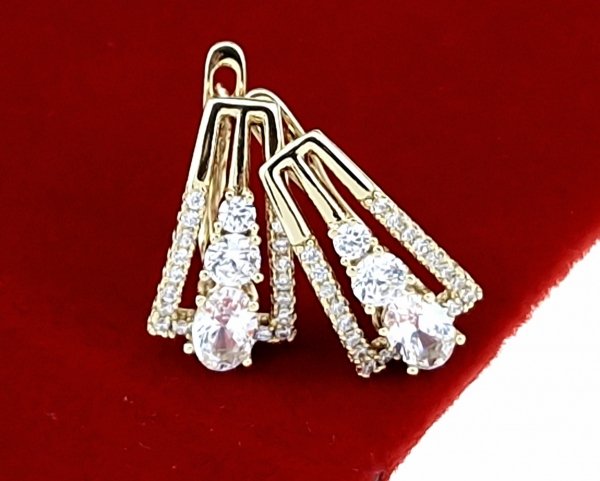 gold plated earrings with exclusive cubic zirconia