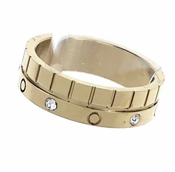 2166 Pierścionek złoty stal chirurgiczna nierdzewna 316L cyrkonie