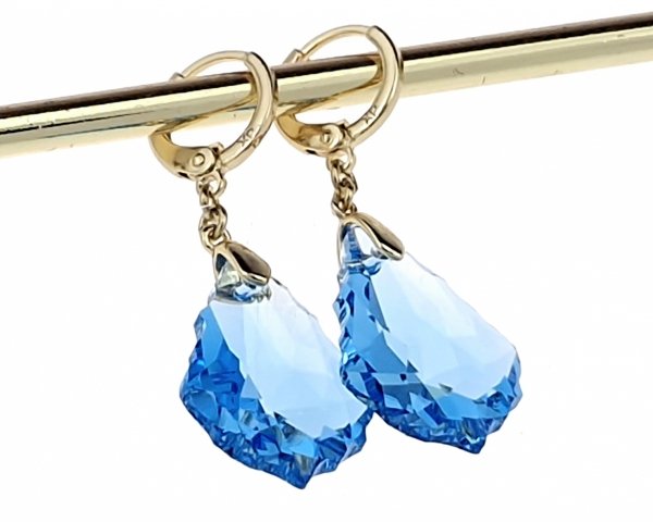 2893 Kolczyki złote Austrian Crystal pozłacane cyrkonie wiszące 14K Xuping Swaro