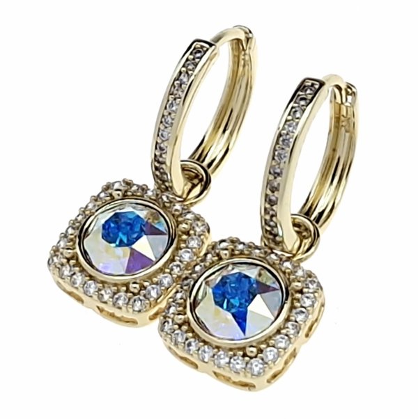 1313 Kolczyki złote pozłacane cyrkonie wiszące 14K Xuping Austrian Crystal