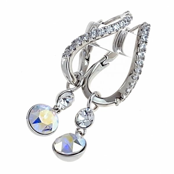 465a Kolczyki srebrne pozłacane białym złotem wiszące Xuping Austrian Crystal