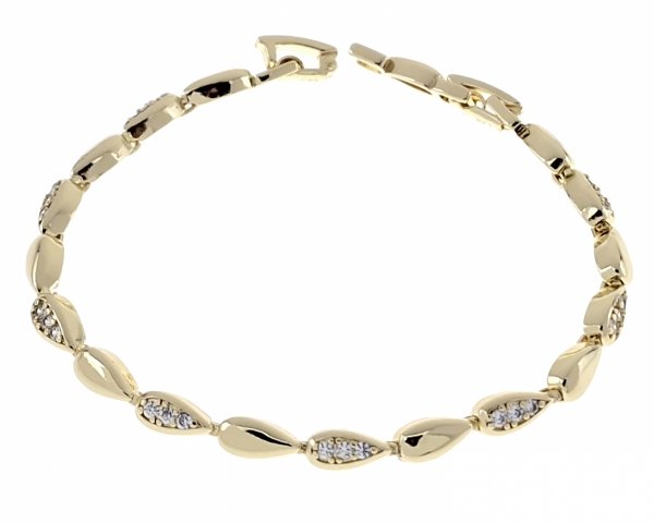 3859 Bransoletka złota elegancka cyrkonie 19,5cm pozłacana 14k Aisadi