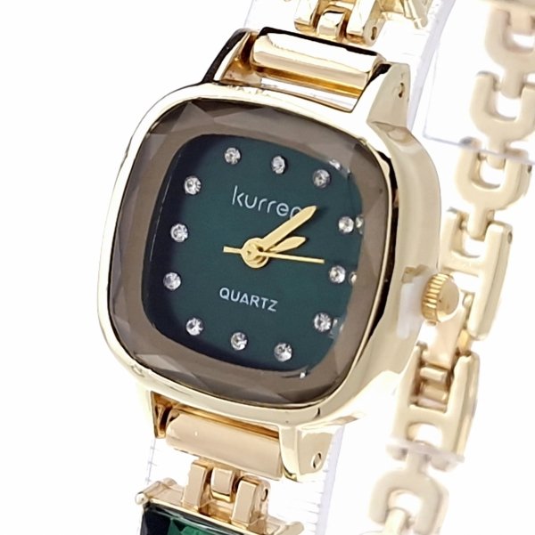 0231 Ekskluzywny damski złoty zegarek błyszczący cyrkonie Kurren klasyk