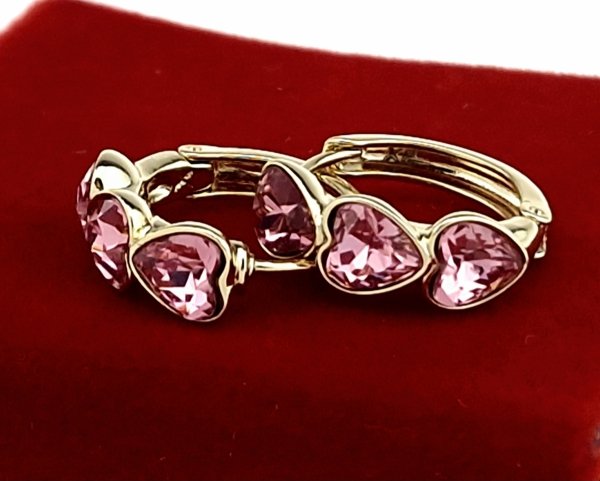 2679b Kolczyki złote pozłacane 14k wiszące Austrian Crystal
