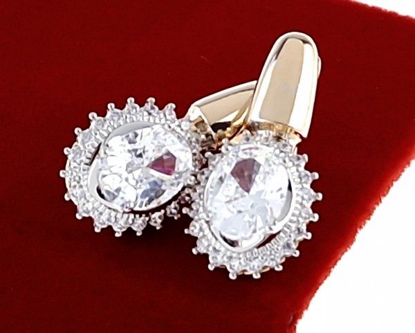 2348 Kolczyki złote cyrkonia pozłacane 18k Xuping wiszące