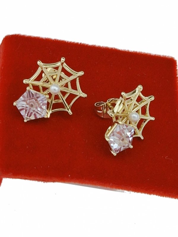 3430 Kolczyki złote pozłacane cyrkonie wtyczki 14K Xuping 