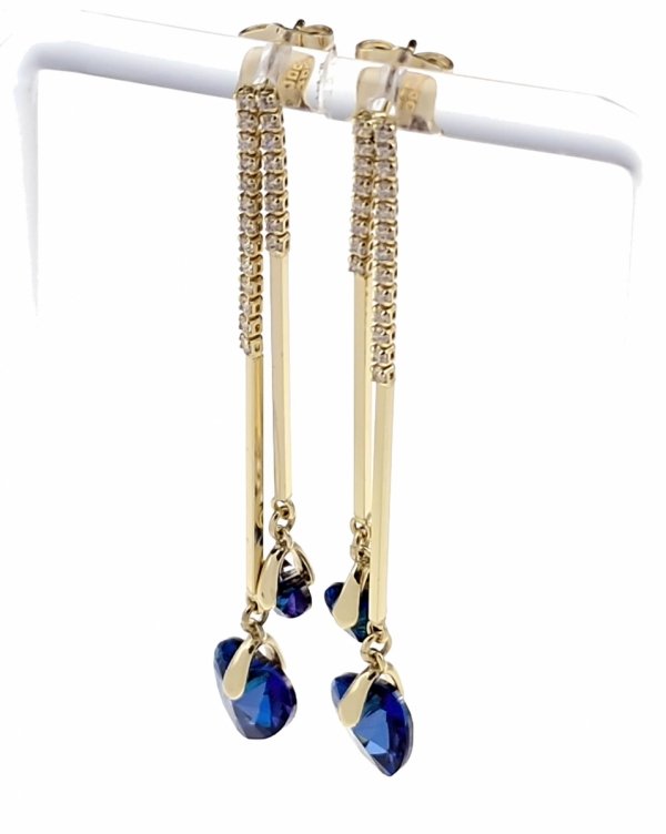 1764a Kolczyki złote pozłacane Austrian Crystal wiszące 14K cyrkonie Xuping serce