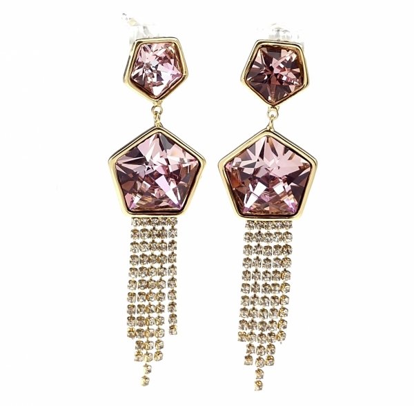 1637L Kolczyki złote pozłacane wiszące 14K cyrkonie 