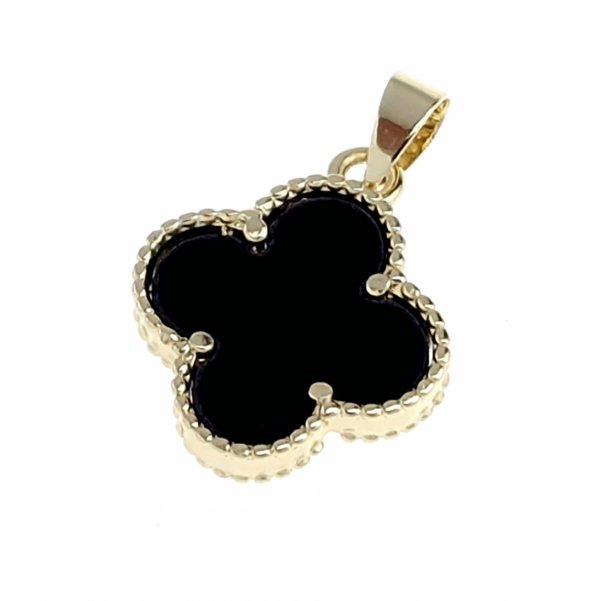 1307 Złota zawieszka błyszcząca pozłacana 14k koniczyna marokańska