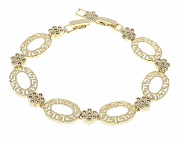 1600a Bransoletka złota elegancka 19cm cyrkonie pozłacana 14k Viki Lady 
