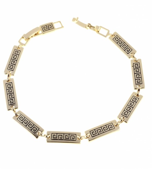 1527 Bransoletka złota elegancka 19cm pozłacana 14k Viki Lady wzór grecki