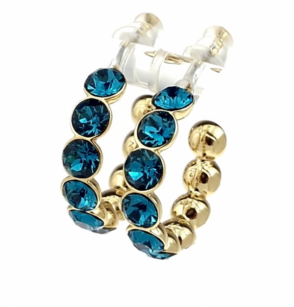 5002 Kolczyki złote pozłacane 14k wiszące Austrian Crystal