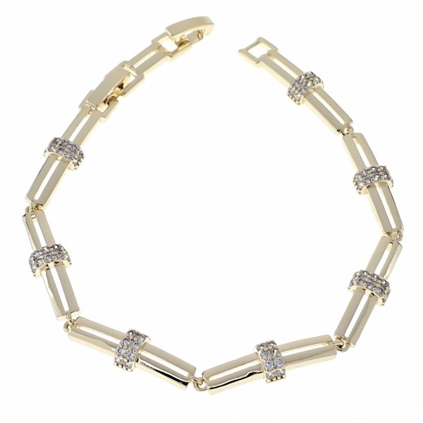 2137 Bransoletka elegancka złota 17+2cm pozłacana 14k cyrkonie