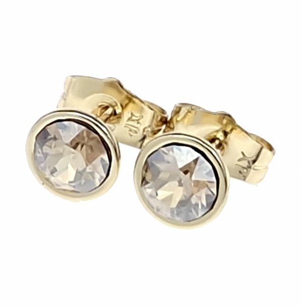 1746e Kolczyki złote pozłacane 14k wtyczki Austrian Crystal 