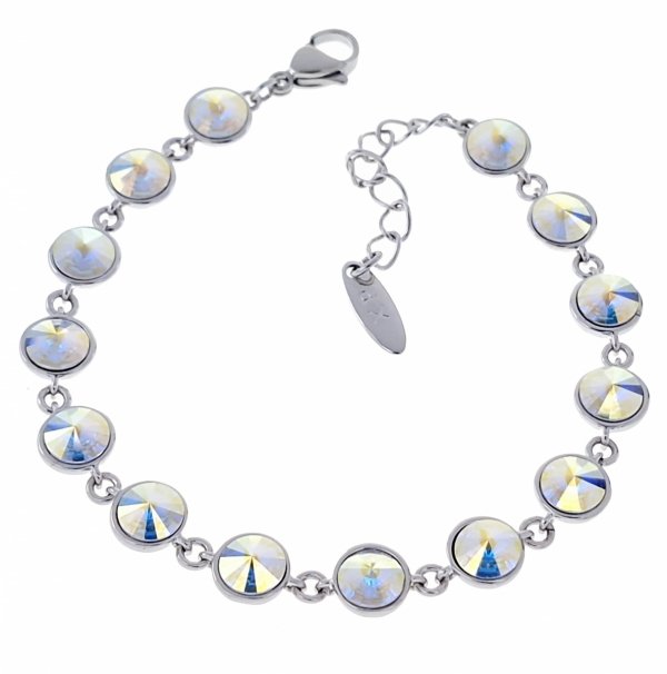 3713 Bransoletka srebrna pozłacana białym złotem 17+3cm Xuping Austrian Crystal