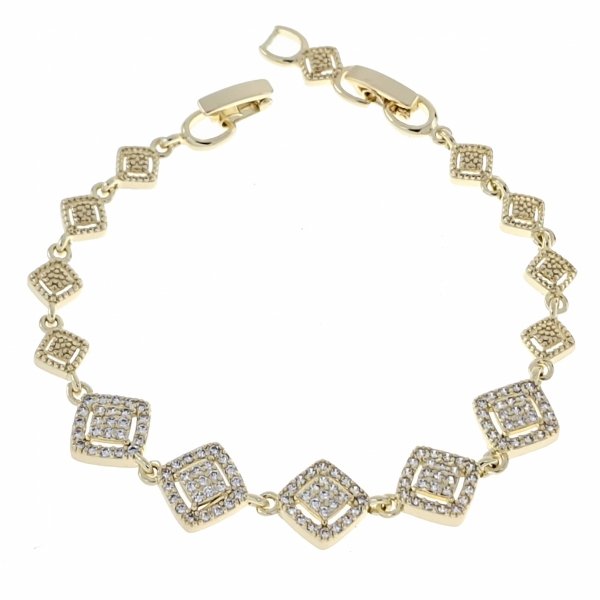 933b Bransoletka złota elegancka cyrkonie 19cm pozłacana 14k Aisadi