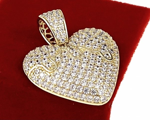 530a Złota zawieszka cyrkonie błyszcząca pozłacana 14k Xuping serce