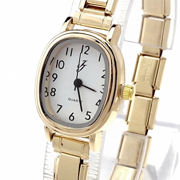 2932 Zegarek złoty na gumce modułowy stal nierdzewna rozciągliwy