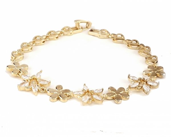 4092 Bransoletka złota elegancka 18cm cyrkonie pozłacana 14k Viki Lady