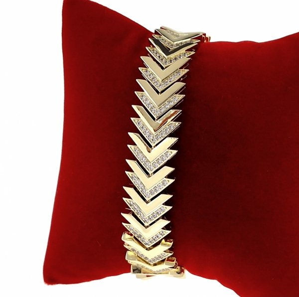 3866 Bransoletka złota elegancka cyrkonie 20cm pozłacana 14k Aisadi