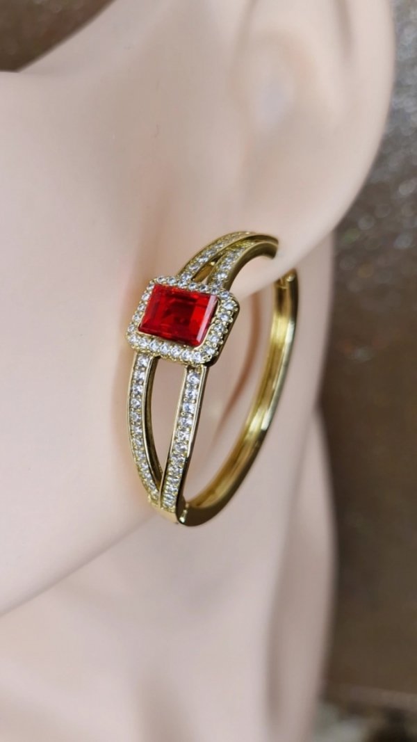 078k Kolczyki złote koła 3,7cm pozłacane Austrian Crystal wiszące 14K cyrkonie Xuping 