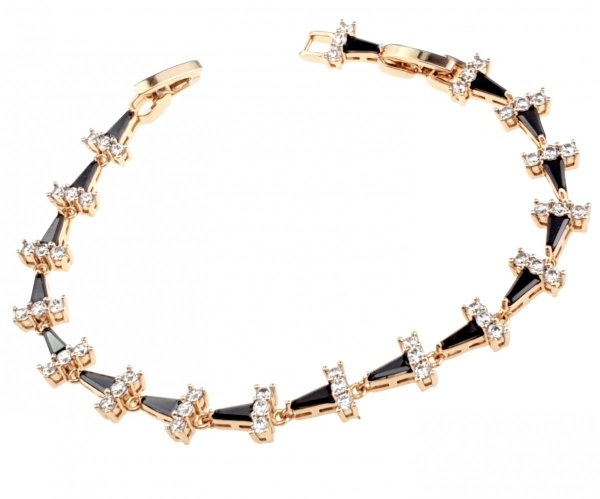 879 Bransoletka cyrkonia złota 18cm pozłacana 18k Xuping