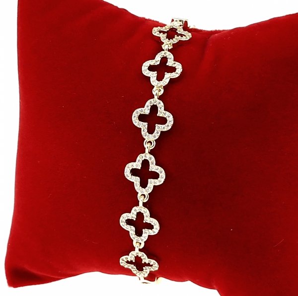 4369 Bransoletka złota elegancka cyrkonie 19cm pozłacana 14k Aisadi