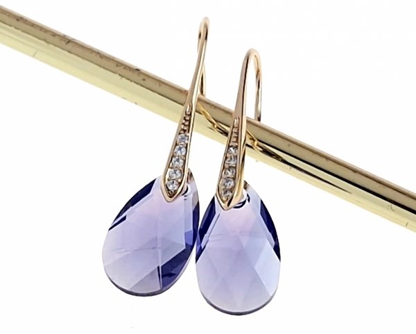 3088 Kolczyki złote Austrian Crystal cyrkonia pozłacane 18k Xuping wiszące