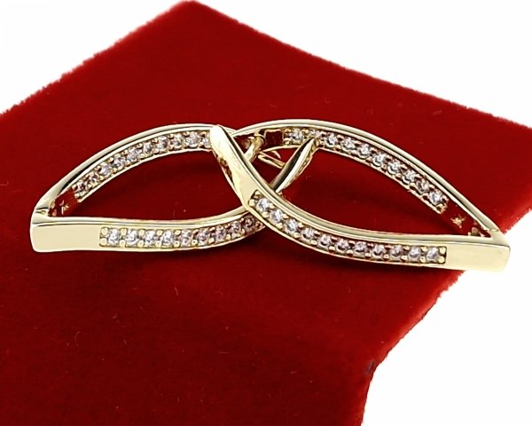 014 Kolczyki złote pozłacane cyrkonie wiszące 14K Xuping 
