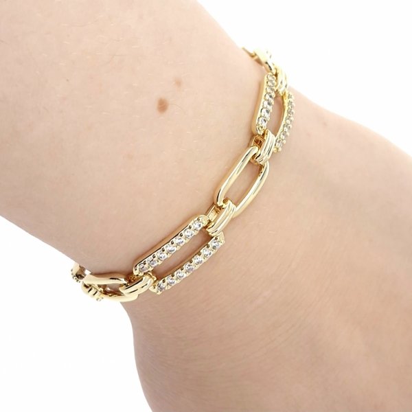 3260 Bransoletka złota elegancka 18cm cyrkonie pozłacana 14k Viki Lady