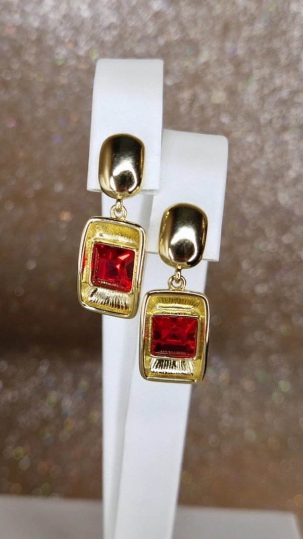 3502 Kolczyki złote pozłacane Austrian Crystal wiszące 14K cyrkonie Xuping 