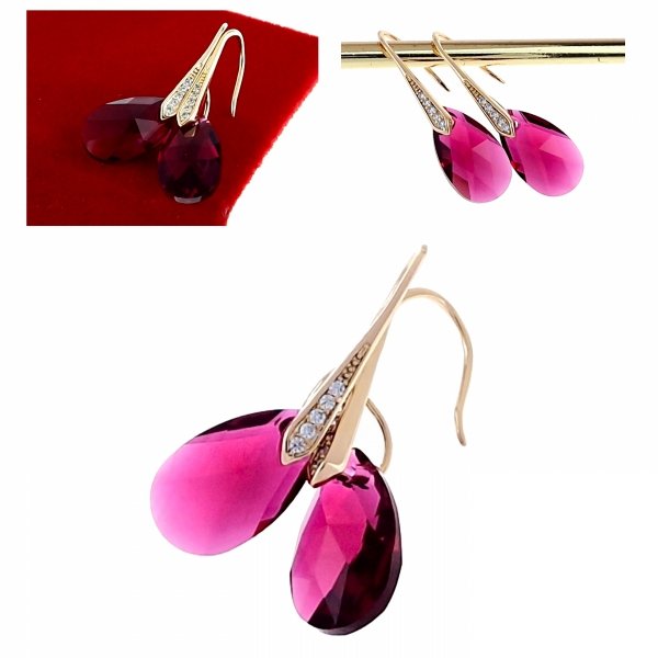 4057 Kolczyki złote Austrian Crystal cyrkonia pozłacane 18k Xuping wiszące