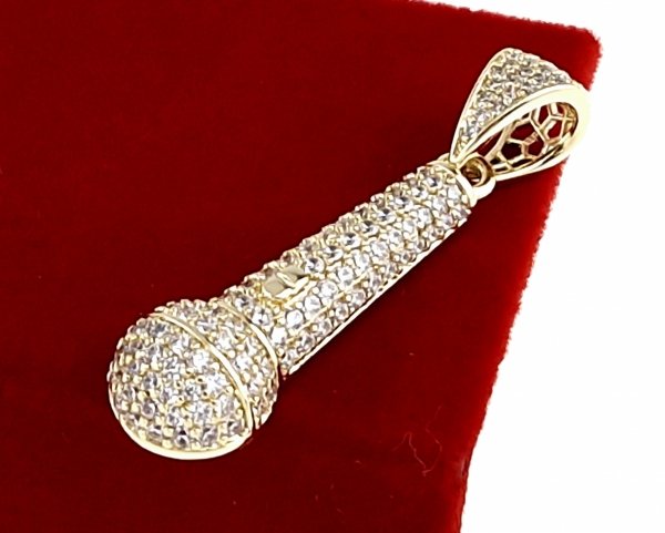 3298 Złota zawieszka cyrkonie błyszcząca pozłacana 14k Xuping mikrofon