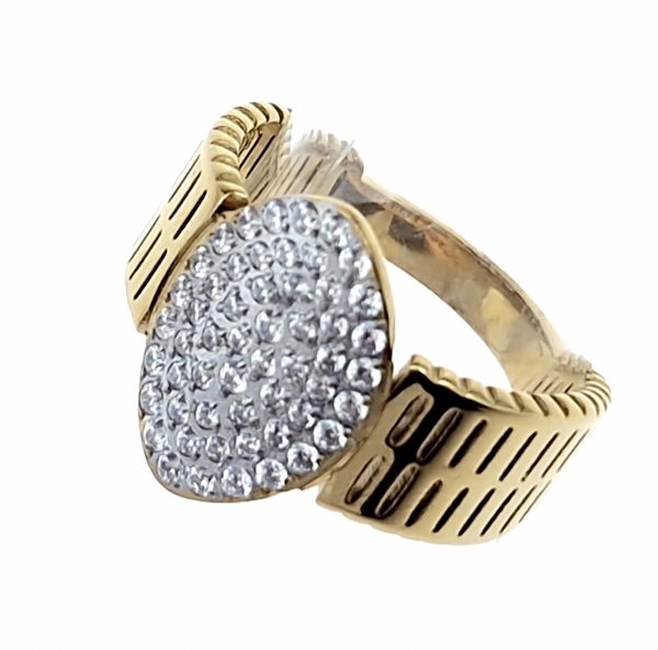 842j Pierścionek złoty stal chirurgiczna nierdzewna 316L cyrkonie