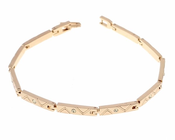 3045 Bransoletka złota cyrkonie pozłacana 19cm 18k Xuping 