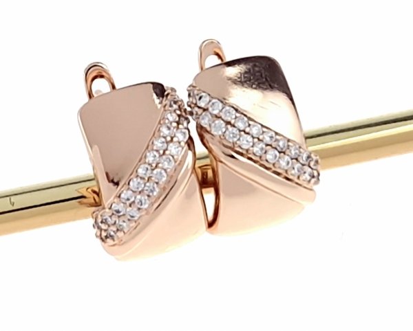 321a Złote kolczyki cyrkonie pozłacane rose gold Xuping wiszące 