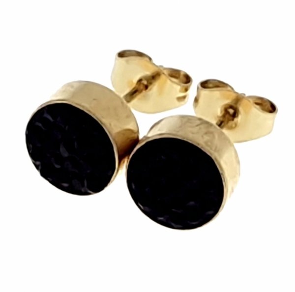 4515 Kolczyki złote stal chirurgiczna 316L celebrytki cyrkonie wtyczki 8mm