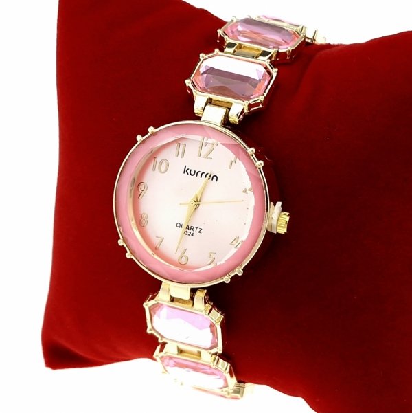 022 Ekskluzywny damski złoty zegarek błyszczący cyrkonie Kurren klasyk