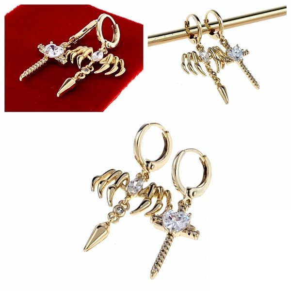 633 Kolczyki złote pozłacane wiszące 14K Xuping cyrkonie 