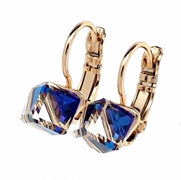 3829 Kolczyki złote Austrian Crystal cyrkonia pozłacane 18k Xuping wiszące