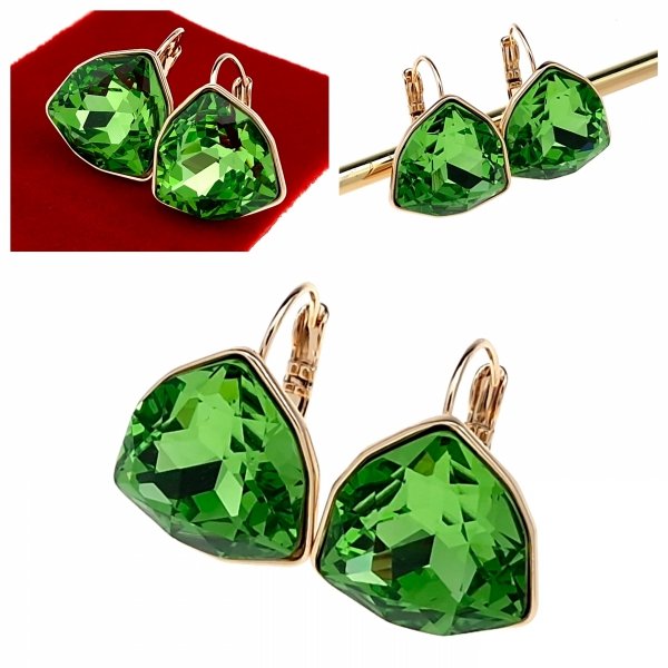 1020 Kolczyki złote Austrian Crystal cyrkonia pozłacane 18k Xuping wiszące 